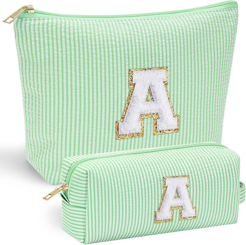 YOOLIFE Gifts for Girls Teen Girls - 2 Travel Makeup Bag | Initial Make Up Bag | Personalized Gifts for Women Friends | Skin Care Bag | Makeup Bag for Girls Teen Girls | Tween Girls Trendy Stuff A - Image 1